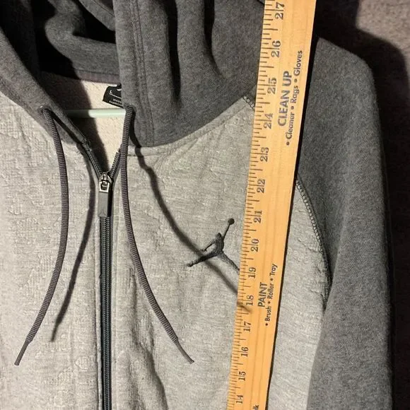 Vintage Jordan Hoodie Mens L Gray Sweatshirt Jumpman Basketball Team Zip Sweater - Picture 5 of 8